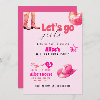 Pink Doll Geburtstagsparty, Girl Malibu Geburtstag Einladung