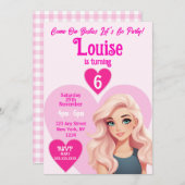 Pink Doll Girl Besties Geburtstagsparty Einladung (Vorne/Hinten)