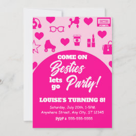 Pink Doll Girl Fashion Digital Download Geburtstag Einladung