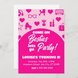 Pink Doll Girl Fashion Digital Download Geburtstag Einladung