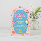 Pink Doll Toys Sleepover Geburtstagsparty Einladung (Stehend Vorderseite)