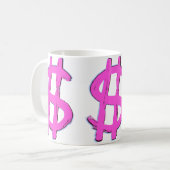 Pink-Dollar-Zeichen Kaffeetasse (Vorderseite Links)