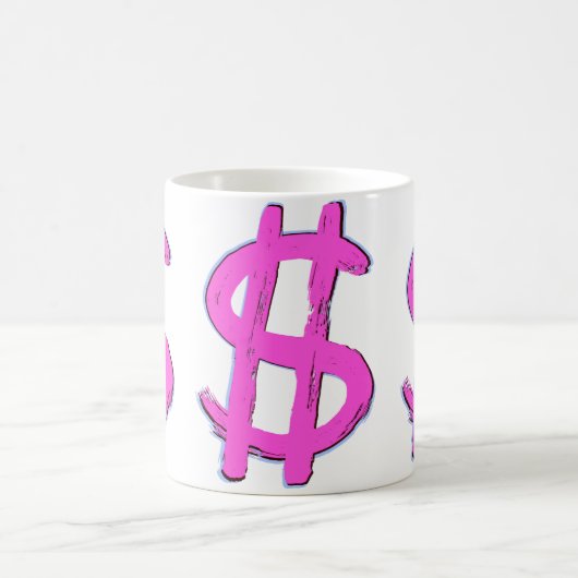 Pink-Dollar-Zeichen Kaffeetasse (Mittel)