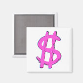 Pink-Dollar-Zeichen Magnet (Vorderseite/Rückseite)