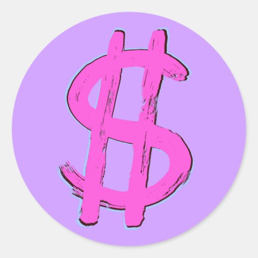 Pink-Dollar-Zeichen Runder Aufkleber (Vorderseite)