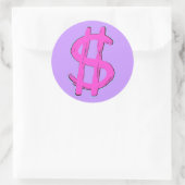 Pink-Dollar-Zeichen Runder Aufkleber (Tasche)