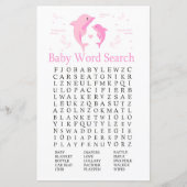 Pink Dolphin Baby Dusche Word Search Game (Vorderseite)