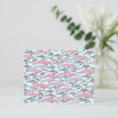 Pink Dolphin Pattern Postkarte (Stehend Vorderseite)