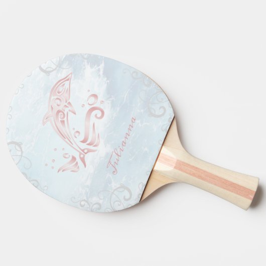 Pink Dolphin Personalisiert Ping Pong Paddle Tischtennis Schläger (Seitenansicht)