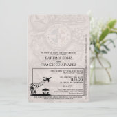 Pink - Dominikanische Republik - Passport Wedding Einladung (Stehend Vorderseite)