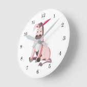Pink Donkey Fun Wall Clock - Malerei Runde Wanduhr (Winkel)
