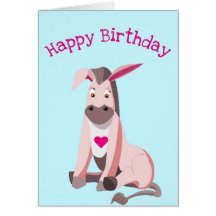 Pink Donkey Funny Birthday Card