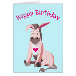 Pink Donkey Funny Birthday Card