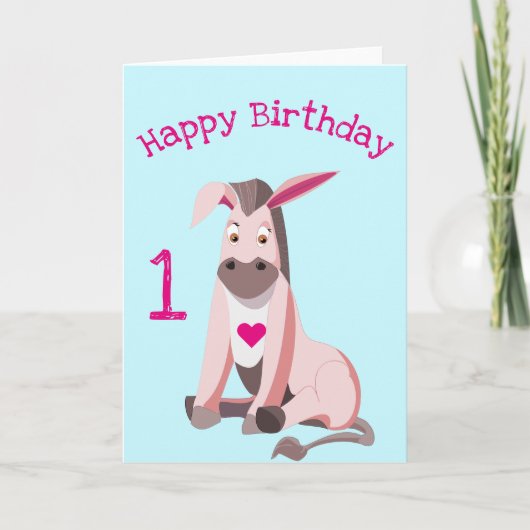 Pink Donkey Funny Birthday Card - individuell eins Karte (Vorderseite)