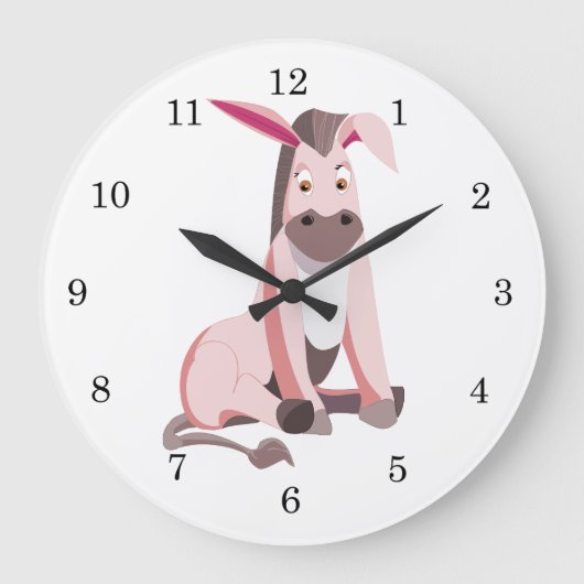 Pink Donkey Große Wanduhr (Vorderseite)