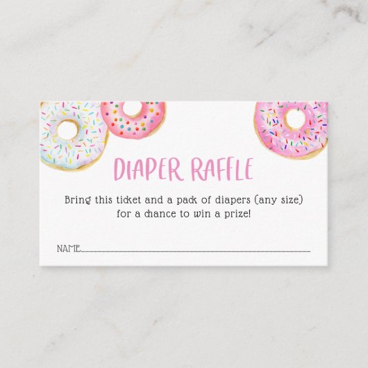 Pink Donut Baby Diaper Raffel Ticket Begleitkarte (Vorderseite)