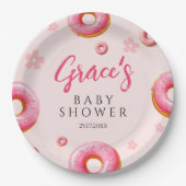 Pink Donut Baby Dusche Party Teller (Vorderseite)
