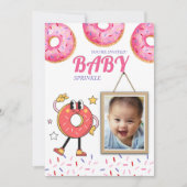Pink Donut Baby Sprinkle individuelle Einladung. Einladung (Vorderseite)
