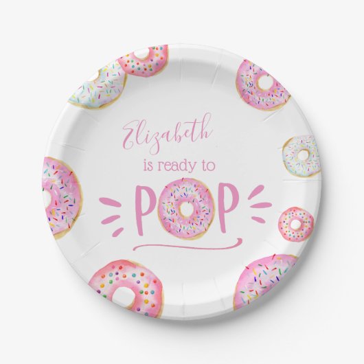 Pink Donut Baby Sprinkle Pappteller (Vorderseite)
