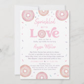 Pink Donut Baby Sprinkle Sprinkler mit Liebe Einladung (Vorderseite)