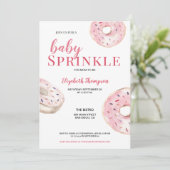 Pink Donut Baby Sprinkles Baby Dusche Einladung (Stehend Vorderseite)