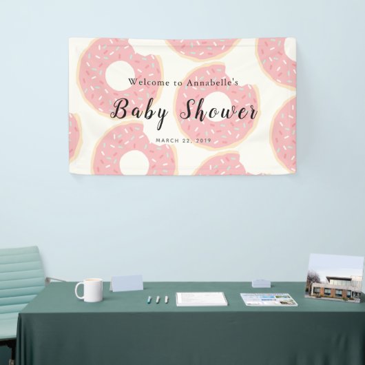 Pink Donut Babydusche Banner (Messeveranstaltung)