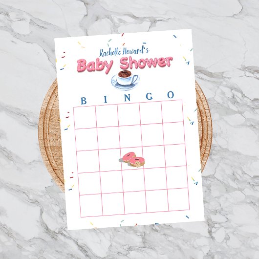 Pink Donut Babydusche Sprinklen Bingo Spiel Notizblock