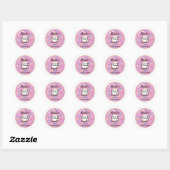 Pink Donut | Babydusche Vielen Dank Runder Aufkleber (Blatt)