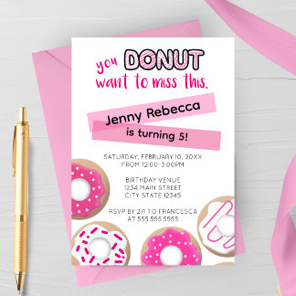 Pink Donut Birthday Invitation Einladung