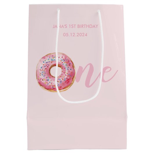 Pink Donut Birthday Mittlere Geschenktüte (Rückseite)