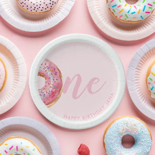 Pink Donut Birthday Pappteller