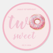 Pink Donut Birthday Runder Aufkleber (Vorderseite)