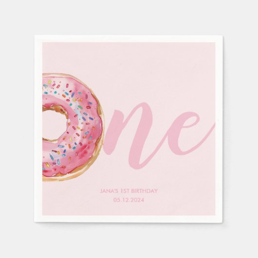 Pink Donut Birthday Serviette (Vorderseite)