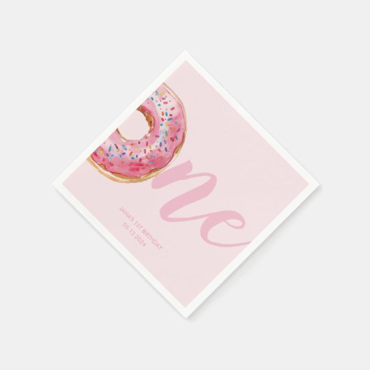 Pink Donut Birthday Serviette (Ecke)