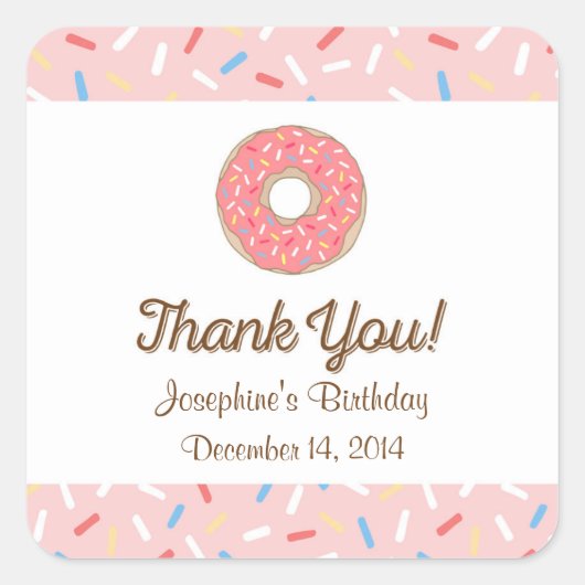 Pink Donut Birthday Stickers (Vorderseite)