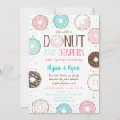 Pink Donut & Diapers Baby Sprinkle Einladung (Vorderseite)