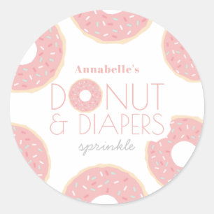 Pink Donut & Diapers Baby Sprinkle Girl Runder Aufkleber
