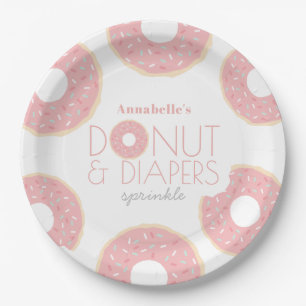 Pink Donut & Diapers Kinderdusche Sprinkle Pappteller