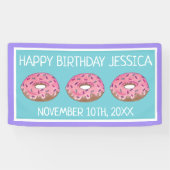 Pink Donut Doughnut Geburtstagsparty Frühstück Banner (Horizontal)