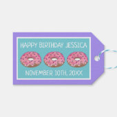 Pink Donut Doughnut Geburtstagsparty Frühstück Geschenkanhänger (Vorderseite (Horizontal))