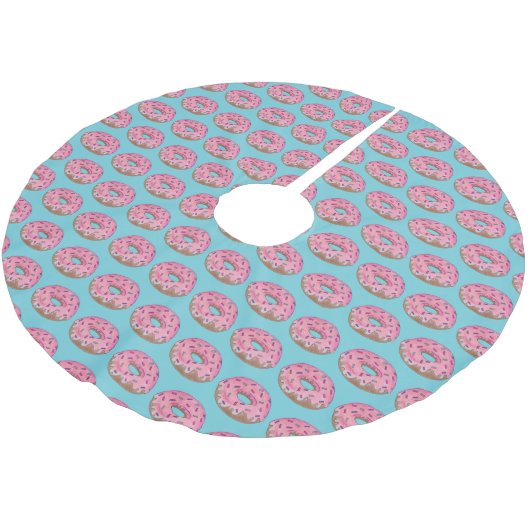 Pink Donut Doughnut Sprinkles Zuckerguss Feinschme Polyester Weihnachtsbaumdecke (Schrägansicht)