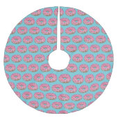 Pink Donut Doughnut Sprinkles Zuckerguss Feinschme Polyester Weihnachtsbaumdecke (Vorderseite)