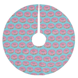 Pink Donut Doughnut Sprinkles Zuckerguss Feinschme Polyester Weihnachtsbaumdecke