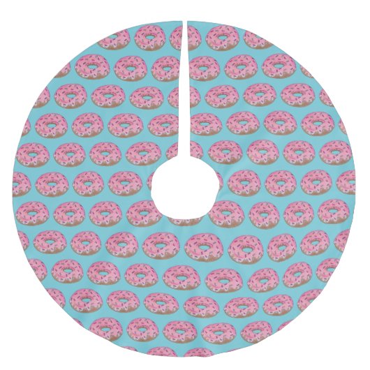 Pink Donut Doughnut Sprinkles Zuckerguss Feinschme Polyester Weihnachtsbaumdecke (Vorderseite)