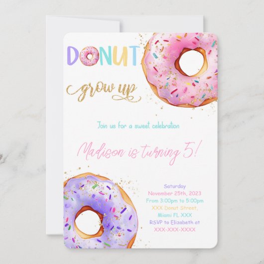 Pink Donut Geburtstagsparty Einladung (Vorderseite)