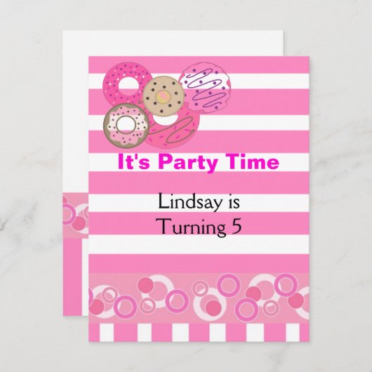 Pink Donut Geburtstagsparty Einladung (Vorne/Hinten)