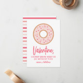 Pink Donut Kids Valentinstag Mitteilungskarte (Vorderseite/Rückseite Beispiel)
