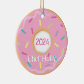 Pink Donut Koch, Cook oder Baker Weihnachten Keramik Ornament (Rechts)