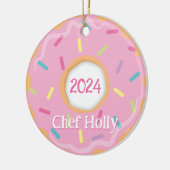Pink Donut Koch, Cook oder Baker Weihnachten Keramik Ornament (Links)