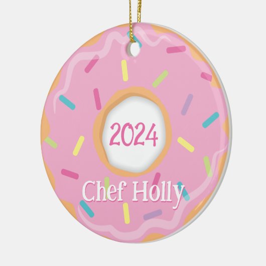 Pink Donut Koch, Cook oder Baker Weihnachten Keramik Ornament (Links)
